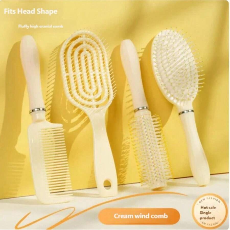4PCS/Set Hair Long Curling Air Cushion Comb Exhaust Scalp Hair Care Air Bag Comb Anti Static Hairbrush Fluffy Straight Hair Comb Women - Yellow 4-piece Set - View 1