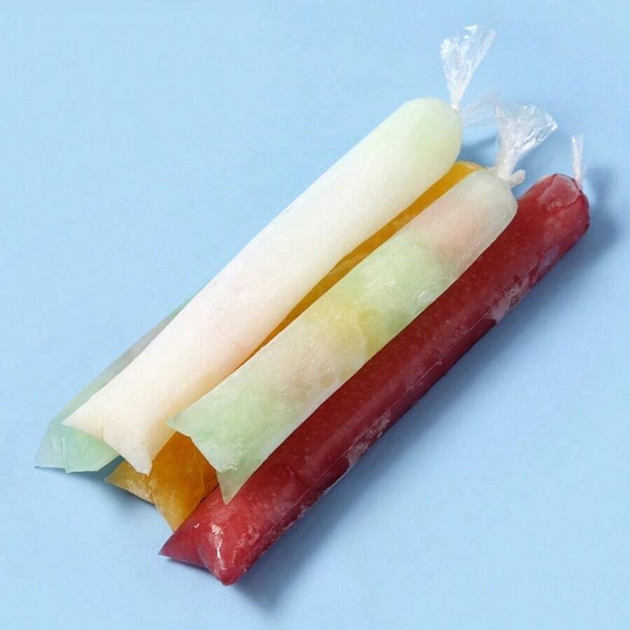 100个装冰棒塑料袋，冰棒袋，可DIY碎冰棒，PE材质，让您更安全地制作冰块、酸奶冰淇淋模具袋 - 無色 - 查看 1