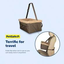 PetSafe Happy Ride Booster Seat - Dog Booster Seat for Cars Trucks and SUVs - Easy to Adjust Strap - Durable Fleece Liner is Machine Washable and Easy to Clean - Medium Brown - Varios - Ver 6