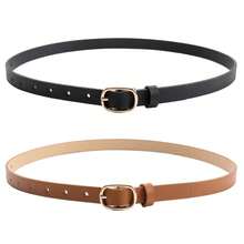 1条女士简约椭圆形搭扣PU表带，百搭装饰，可搭配连衣裙、牛仔裤、衬衫和休闲服饰 - 橢圓扣小帶 - 查看 2