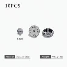 10 件套 304 不锈钢多尺寸胸针底座，带按扣，徽章夹和翻领别针 DIY 饰品制作材料 女士不锈钢饰品配件 - 銀色 - 查看 15