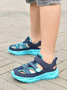 男童夏季便捷魔术贴透气儿童运动凉鞋 - 薄荷藍 - 查看 5