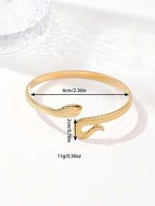 1pc Stainless Steel Snake Shaped Bracelet, Couples Bangle - Gold - View 2