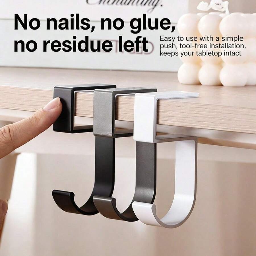 5 Types Detachable Student/Office Desk Hanging Hooks, Desktop Storage Rack - Multicolor - View 1