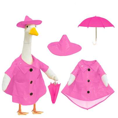 Raincoat Goose Outfits Spring Porch Goose Outfit Summer Yard Clothes For 23" Lawn Outdoor Garden Yard Patio Geese Statue Spring Summer Decor (Pink)