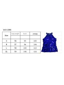 Women's Solid Color Sequined Crew Neck Halter Top  Soft Breathable Y2K Daily Club Party - Blue - View 7