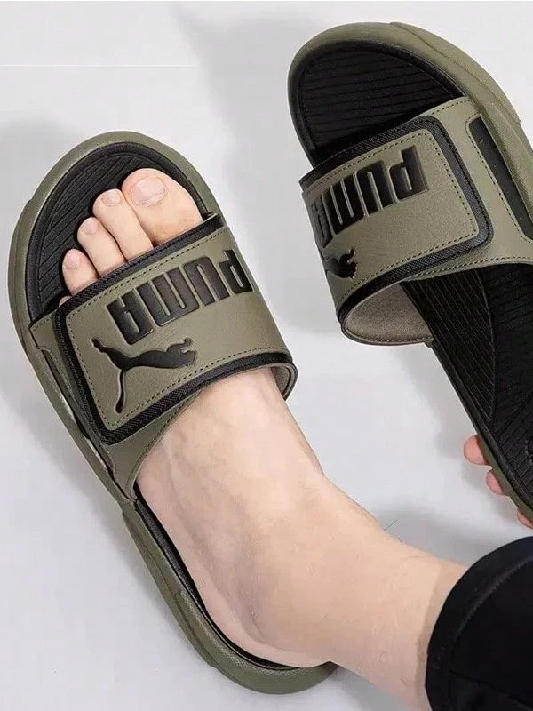 Dép xăng đan PUMA Royalcat Comfort Slip-on, Unisex, Màu xanh lá cây - xanh quân đội - Xem 1