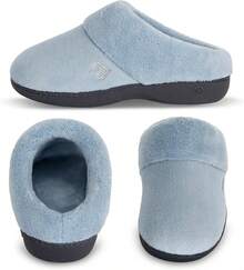 Pantuflas de espuma antideslizantes clásicas para mujer Isotoner - Niebla azul - Ver 4