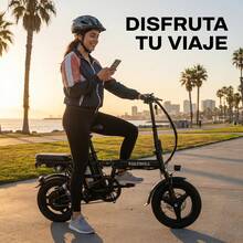 K1-Bicicleta eléctrica plegable para adultos de 14 pulgadas, motor sin escobillas de alto rendimiento, potencia de 400 W, batería de 48 V 10 AH, autonomía de 40 km, capacidad de carga máxima de 150 kg, asiento doble con doble suspensión, cambio de 3 velocidades, neumáticos todoterreno, luces LED - adecuado para desplazamientos diarios, todoterreno y paseos de ocio.K - Blanco - Ver 8