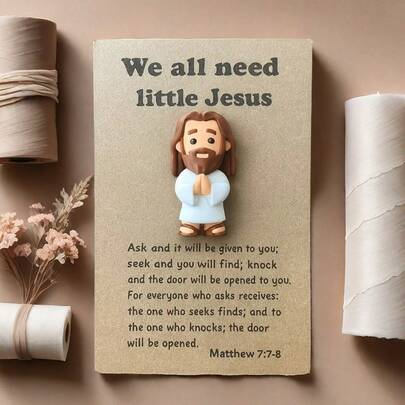 2D Jesus Praying Statue, Comes With Prayer Card, Inspirational Message Card, Prayer Gift, Suitable For Prayer Gifts, Theme Party Gifts, Memorial Gifts