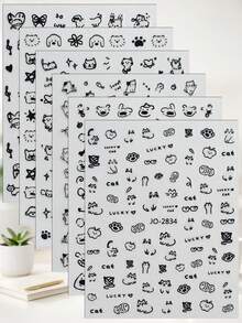 3/6/12张可爱卡通猫装饰贴纸，卡哇伊风格，适用于手账、日记本、剪贴簿、DIY笔记本装饰，也可用于学校、办公用品、剪贴簿、文具等，趣味贴纸，Kindle适用 - 多色 - 查看 1