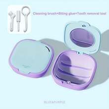1 pieza Caja de almacenamiento a prueba de agua y con candado para retenedores dentales - Caja de almacenamiento para retenedores ortodónticos y dentaduras, contenedor portátil para herramientas dentales con cesta de drenaje - Multicolor - Ver 12