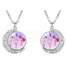 Crescent Moon Gemstone Necklace, KPOP Idol Group Reversible Pendant, Elegant Couple Accessory - Multicolor - View 9