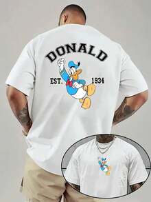 Disney Official Licensed Donald Duck "Est. 1934" Double-Sided Graphic T Shirts 100 Percent Cotton Disney Shirt Washed 220g Unisex - 白色 - 查看 1