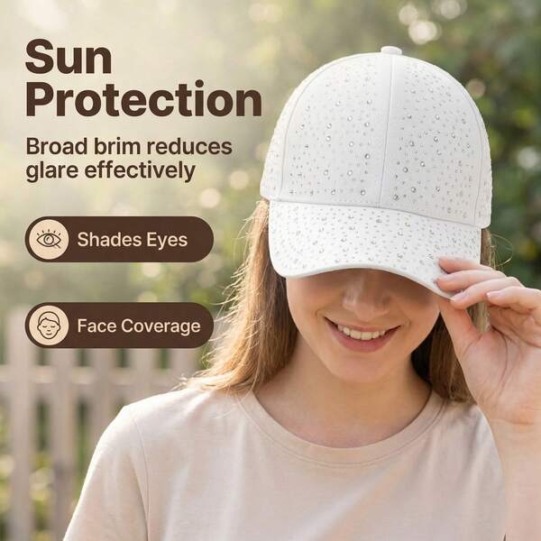 Heavily Embellished Rhinestone Couple Baseball Cap, Classic Black & White Colorway, Streetwear Sun Protection, Adjustable Size, Versatile Daily & Outdoor Casual Hat