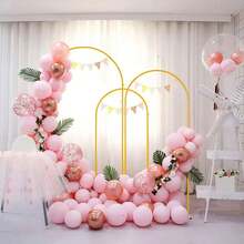 Vincidern 3pcs Wedding Arch Backdrop Stand ,Balloon Arch Stand, Metal Arch Backdrop For Birthday Party Wedding Ceremony Decoration Backdrop Stand Gold ,4.9FT.5.9FT,6.6FT - aureate - View 7