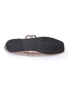 Plus Size Mary Jane Flat Shoes For Women, Retro Buckle Design, Double Strap, Suitable For All Seasons - Champagne Gold - View 6