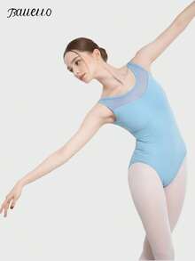 balletto Leotard de balet pentru adulți, costum de gimnastică strâmt cu croială înaltă, uniformă de dans pentru audiții fără mâneci, costum de antrenament de bază pentru femei - Albastru - Vizualizare 5