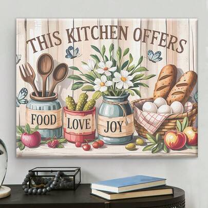 Kitchen Wall Art Decoration: Rustic Farmhouse Style Canvas Printed Poster, Frameless Painting, Suitable For Family Dining Room Wall Decoration.