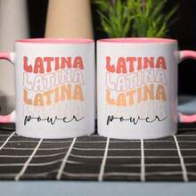 1pc, 11oz Ceramic Coffee Mug, LATINA Insulated Thermal Tea Cup With Prominent Orange LATINA Logo, Suitable For Women, Office, Home Or Gatherings, Durable Barware Accessory - Pink - View 6