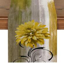 1/4/5/6/7pcs Vintage Style Floral Design Decoration Set, Living Room/Bedroom/Dining Room Decor, Linen-Like Material, Multi-Size Options, Dining Table Decor, Fireplace Mantel Scarf, Placemats, Coasters, Home Decor - Yellow - View 17