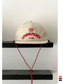 轻薄柔软夏季撞色字母刺绣速干平沿帽，男女通用户外防晒透气可调节后扣帽，薄款柔软刺绣时尚宽檐棒球帽，适合男士和女士，沙滩、假日佩戴 - LOVE掛繩 - 查看 15