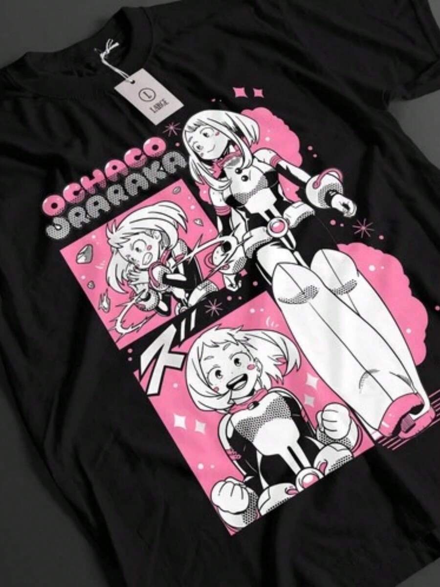 Shirt Ochaco Uraraka Tshirt Deku All Might Top MHA Unisex Tee - màu đen - Xem 1