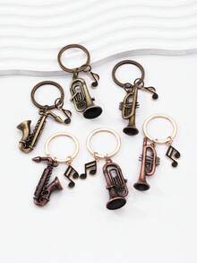 1pc Unique Mini Saxophone Metal Music Note Keychain, Wholesale Small Gift - Multicolor - View 1