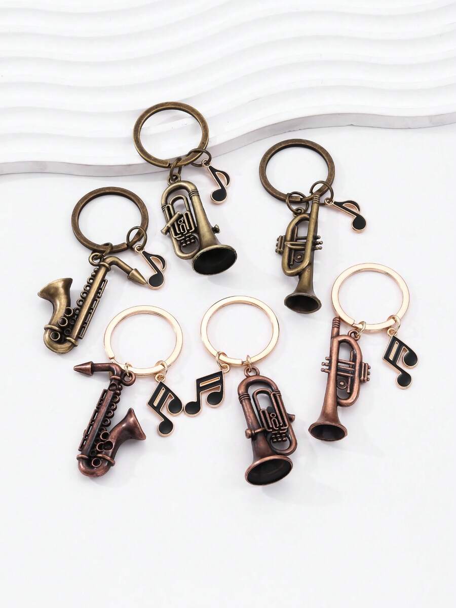 1pc Unique Mini Saxophone Metal Music Note Keychain, Wholesale Small Gift - Multicolor - View 1