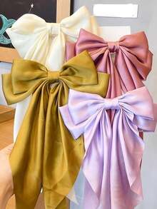 1-3pcs Small Bowknot Ribbon Hair Clips, Hair Accessories - Yellow - View 7