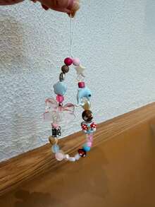 Shockproof Multi-Element Crystal Bow Phone Lanyard Handmade Beaded Phone Case Strap Anti-Lost Charm Phone Case Hanging Cord Spring Gift - Multicolor - View 1