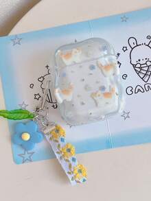 Cute Blue Kitten Style 4/3 Earphone Protective Case, Silicone Soft Cover With Chain Pendant Compatible With Apple Wireless Bluetooth 2 Pro - Baby Blue - View 6