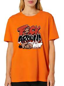 Olive Army Solar Orange Color Match T-Shirt Fashionable Plus Size Women's T-Shirt, Super Soft And Breathable Comfortable Fit, Versatile Everyday Style, Suitable For All Seasons. - Orange - View 1