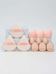 12 piezas Juego de esponjas de maquillaje portátiles, versátiles para uso diario y de viaje - Multicolor - Ver 13