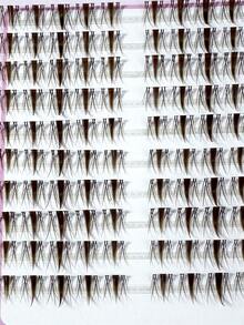 100pcs C-Curl Brown Anime Style Transparent Stem Cluster False Eyelashes, Natural & Lengthening, Manga Design, Individual Lashes For DIY - C - View 3