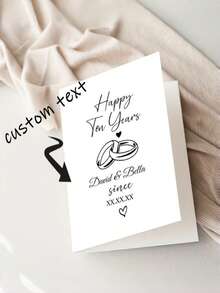 Thiệp kỷ niệm ngày cưới trang nhã có thể tùy chỉnh, thêm tên và ngày tháng cá nhân, thiết kế với họa tiết nhẫn và trái tim, phù hợp cho lễ đính hôn, ngày Valentine và lễ kỷ niệm của cặp vợ chồng mới cưới. - Nhiều màu 5 - Xem 5