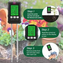 6-In-1 Professional Soil Tester, Equipped With Digital Display Screen, Can Measure Parameters Such As Temperature, Light Intensity, PH Value, Humidity, Etc., With Adjustable Probe Height And Battery Power Supply, Suitable For Gardens, Lawns, Farms And Indoor/Outdoor Plants (Without Batteries). - Green - View 3