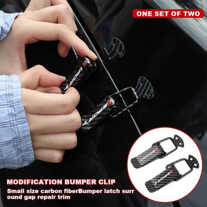 2个带“SPORT”标志设计的汽车保险杠卡扣，碳纤维汽车保险杠安全钩锁扣，通用快拆式前后保险杠后备箱固定卡扣套装，通用黑色，适用于轿车和卡车保险杠、挡泥板、后备箱盖、后车身部件金属固定夹，汽车装饰配件