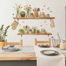 1pc Kitchen & Home Decor Sticker, Butterfly, Flower, Vegetable, Kitchen Utensils, Self-Adhesive Wall Decal, Suitable For Kitchen, Dining Room, Coffee, Bread Decoration - Multicolor - View 8