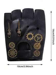 2只装蒸汽朋克手套，PU皮革哥特复古露指手套，带齿轮装饰，适合角色扮演和装扮。这款蒸汽朋克露指哥特复古手套非常适合角色扮演服装、舞蹈、嘻哈、化装舞会、表演、钢管舞、派对音乐会、驾驶、骑自行车、骑摩托车等场合。 - 彩色 - 查看 6