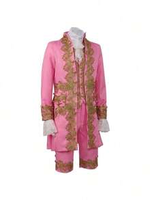 Prince Of The Court Costume Set For Halloween, Retro Medieval Cosplay, Cosplay Outfit, Cosplay Costume - Embroidered Prince Dress In Maroon - View 4