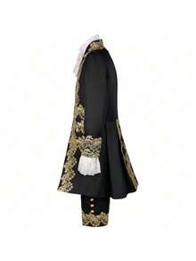 Prince Of The Court Costume Set For Halloween, Retro Medieval Cosplay, Cosplay Outfit, Cosplay Costume - Embroidered Prince Dress In Maroon - View 5