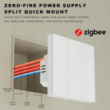 符合欧盟标准的 ZigBee 智能灯开关 – 可选 1/2/3/4 位联，兼容 Alexa/Smart Life/Tuya，支持 APP 远程和语音控制，带定时器和倒计时功能，无需零线，采用阻燃 PC 面板，功率 600W，LED 背光，需搭配网关使用。 - 彩色 - 查看 11