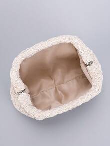 Ny moderiktig damväska med klämma i retromönster, bohemisk stil med texturerad middagsväska för fester, enkel och avslappnad kuvertväska. - Beige - Visa 5