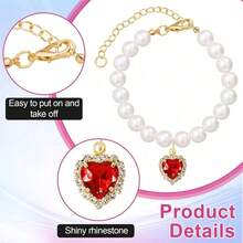 2pcs Adjustable Faux Pearl Pet Collar, Luxury Elegant Design, Fashionable Durable & Skin-Friendly Material, Suitable For Small/Medium Dogs & Cats - Multicolor - View 6