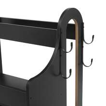 LYNICESHOP Rolling Gym Equipment Storage Rack Modern Yoga Mat Holder Multi-Functional Workout Equipment Organizer With Lockable Wheels And Hooks For Home Gym Exercise, Black Holiday Gift (US Stock) Faster Delivery - Default - View 3
