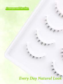 10 Pairs Natural Criss-Cross Thin Stem Segmented Lower Lashes, Essential Makeup Tool For No-Makeup Face Daily Look - Black - View 5