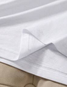 Camiseta de manga corta con cuello redondo y estampado de letras USA - Blanco - Ver 7