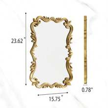 Brushed Gold Bahtroom Mirror Rectangle Luxury Vintage Wall Mirror Scalloped Arched Full Length -15.7X23.8inch Baroque French Ornate Mirror For Bedroom Entryway Fireplace Dresser Gold Foil - Vàng sáng bóng - Xem 4