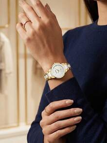 1 Stück Damen Quarzuhr mit Metallarmband, elegantes luxuriöses minimalistisches Retro-Zifferblatt, geeignet für den täglichen Gebrauch, Partydekoration oder als Geschenk für Freunde und Mütter an Muttertag, Valentinstag und andere Feiertage - Verschiedenfarbig - Übersicht 6